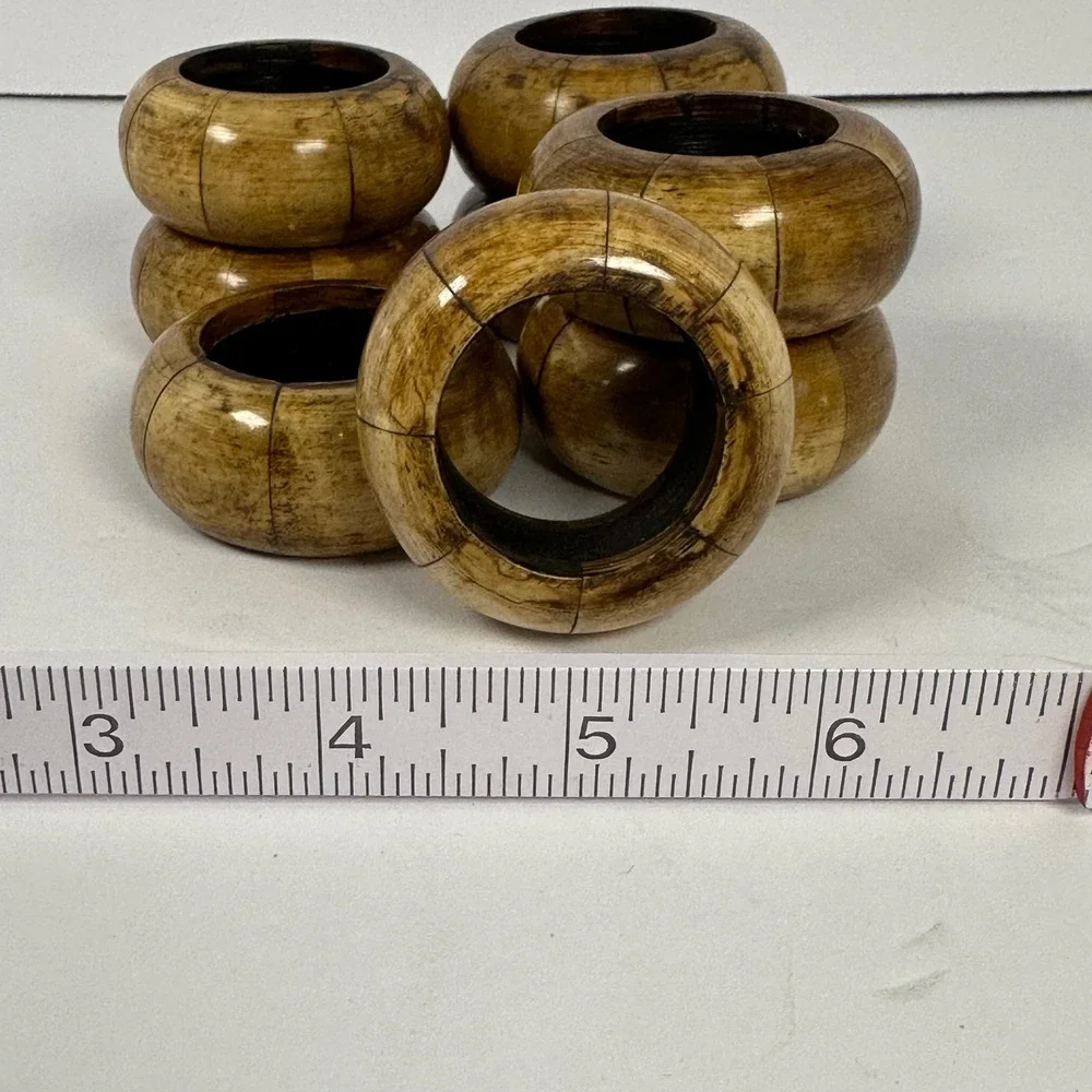 Set of‎ 6 Rustic Wood Napkin Rings Hand Carved for Farmhouse Table Decor